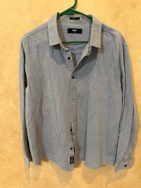 Mavi Light Blue Casual Button-Down Shirt slim fit xxl soft knit